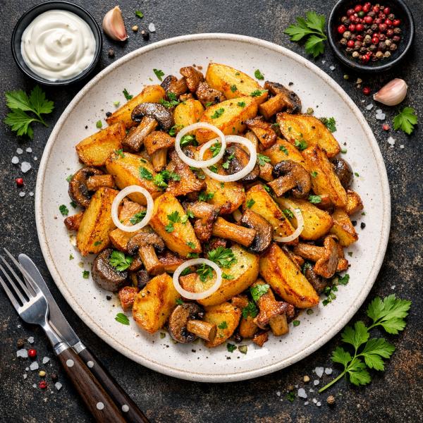 Жареный картофель с грибами