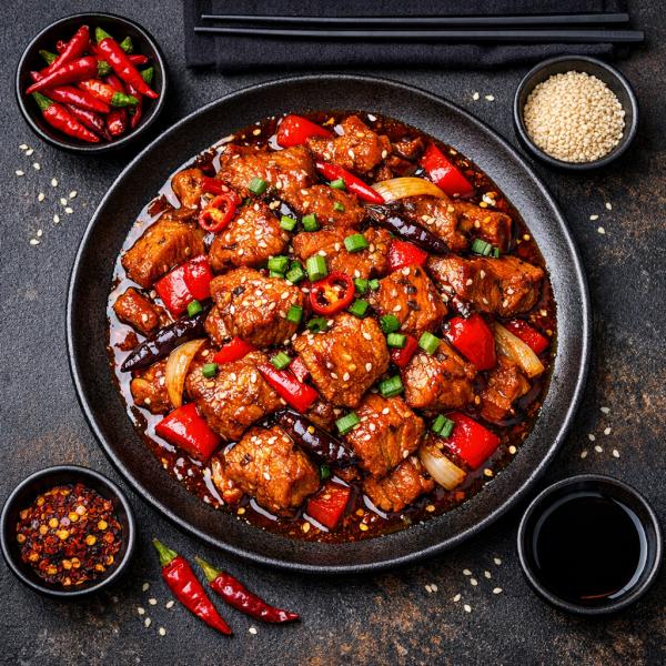 Свинина по-китайски в остром соусе