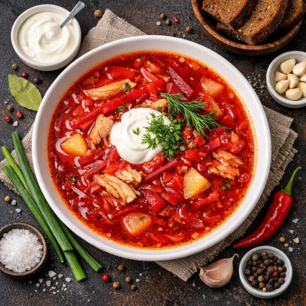 Борщ на курином бульоне